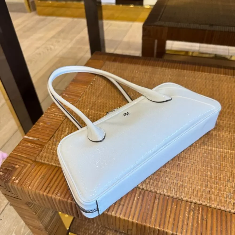 Tory Burch Rory Novelty Crinkle Box Satchel 180664 $450 Cirrus Cloud